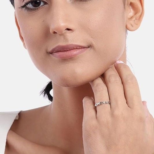 Silver Finger Ring Rhodium Plated Minimal Ring Jewelry For Women | Gifts for Women & Girls | With Certificate of Authenticity