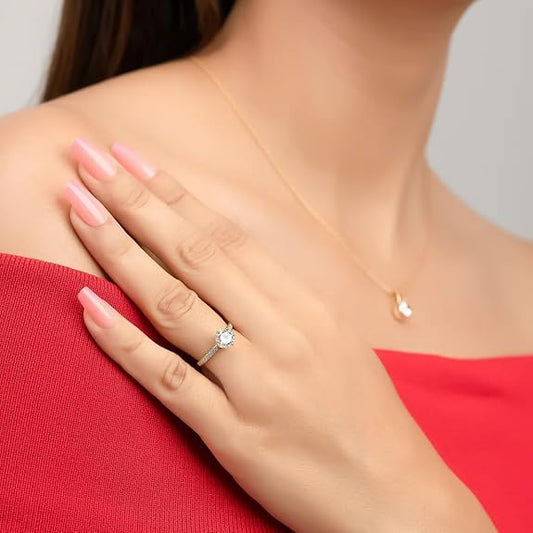 Sterling Silver 18K Gold and Rose Gold Plated Royal Solitaire Ring | Gift for Women and Girls | With Certificate of Authenticity and 925 Stamp