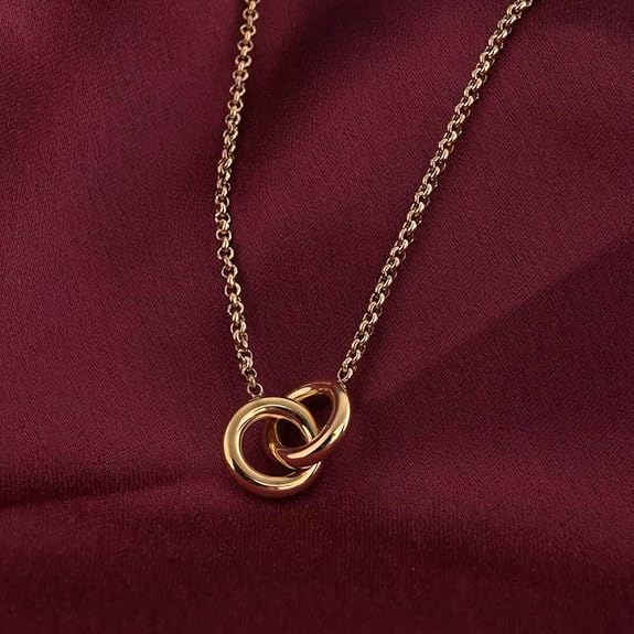 InterLock Gold Chain Necklace for Women - 18K Gold Plated Necklace, Women's Jewellery | Gift for Girls & Women