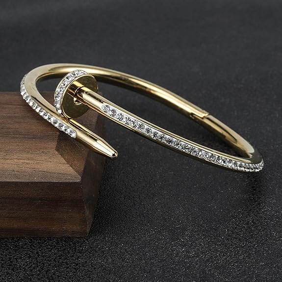18K Gold Plated Stainless Steel Openable Crystal Bracelet | Friendship Couple Wedding Gifts for Mother Sister Wife Girlfriend | Anti Tarnish Jewellery