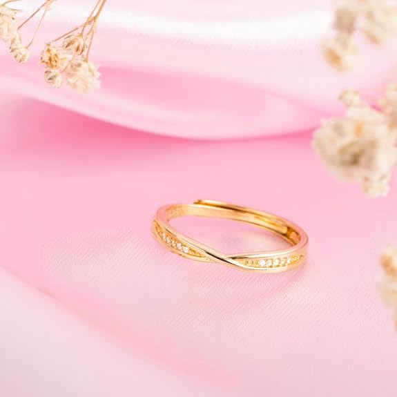 Sterling Silver Gold Plated Studded Ring | Gift for Women & Girls