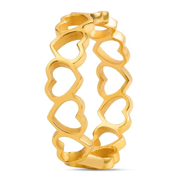 18k Gold Plated Sterling Silver N/A Gold Plated Women's Heart Ring | Gift for Women and Girls