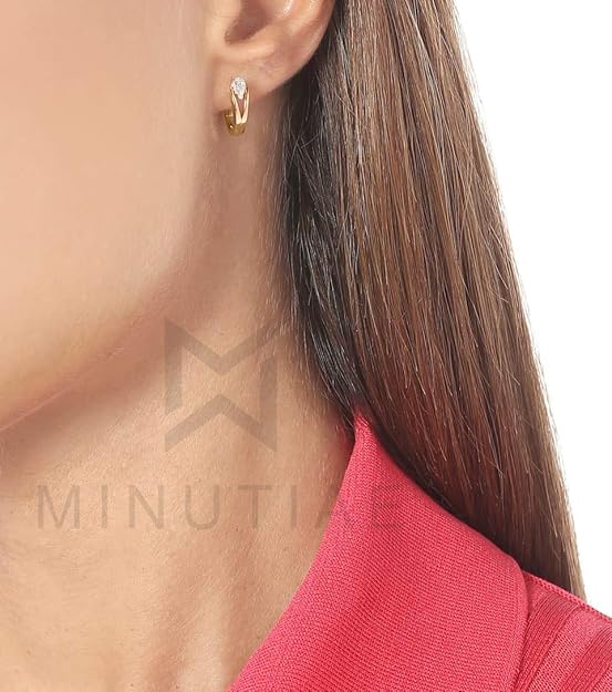 Clip On Hoop Earring With Pear Shape Austrian Cubic Zirconia Diamond For Women And Girls