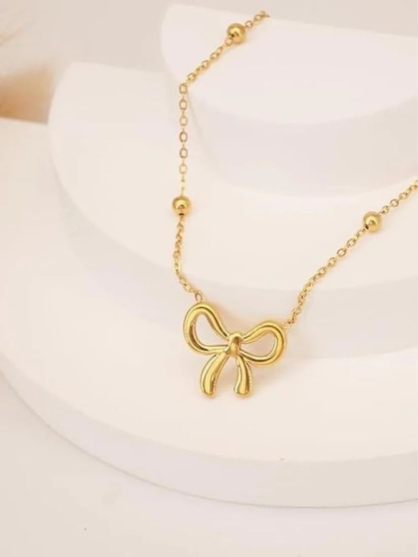 Gold Bow Neckpiece | 18k Gold Plated Stainless Steel Necklace