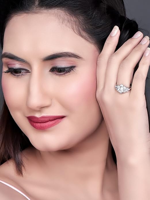 Sterling Silver Cubic Zirconia Finger Ring For Women And Girls