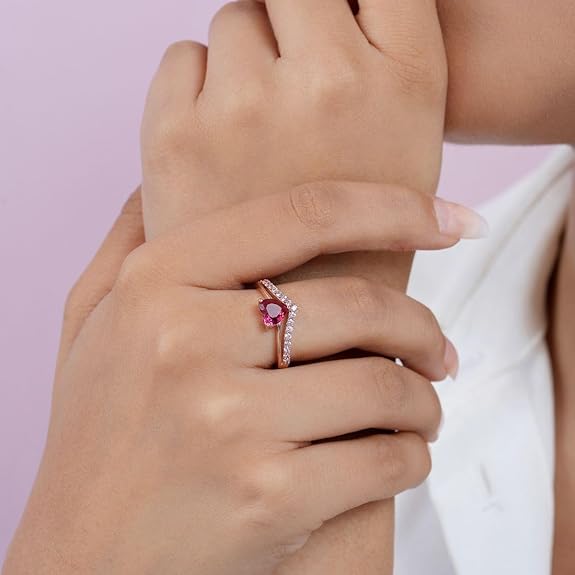 18k Gold Plated Sterling Silver Heart CZ Ring | Gift for Women & Girls