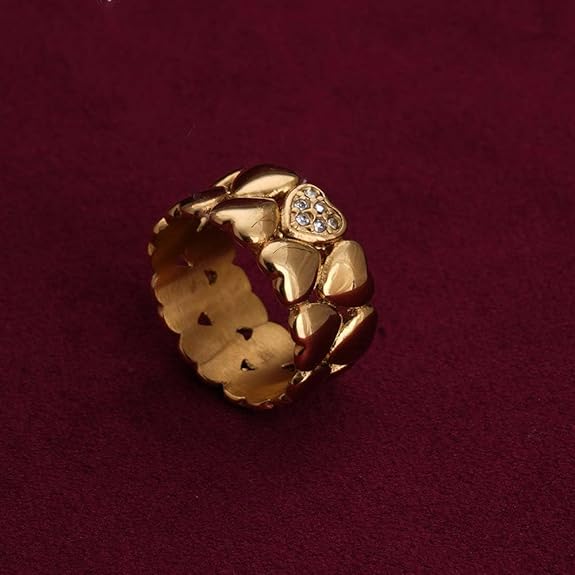 Gold Hearts Band Ring for Womens - Waterproof & Anti-Tarnish