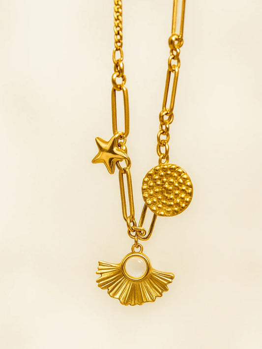 Shell Charms Gold Neckpiece – Anti-Tarnish, Adjustable, Waterproof