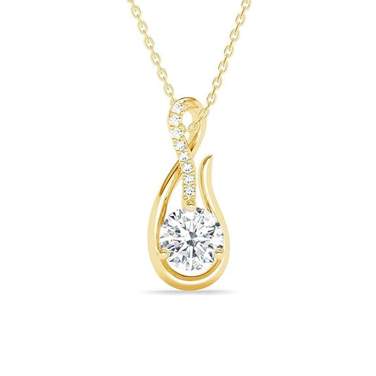 Sterling Silver Ceci Solitaire Pendant Earrings Chain Necklace Jewellery Set | Gold Plated, Swiss Zirconia |Gift for Women and Girls
