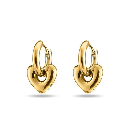 18k Gold Plated Gold Heart Hoop Earring for Women - Gift for Girls & Women | Waterproof & Anti-Tarnish Earrings