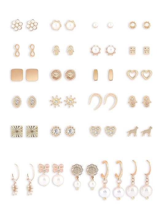 Gold Tone Contemporary Studs & Drop Earrings For Women