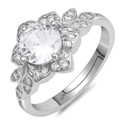 Sterling Silver Cubic Zirconia Finger Ring For Women And Girls