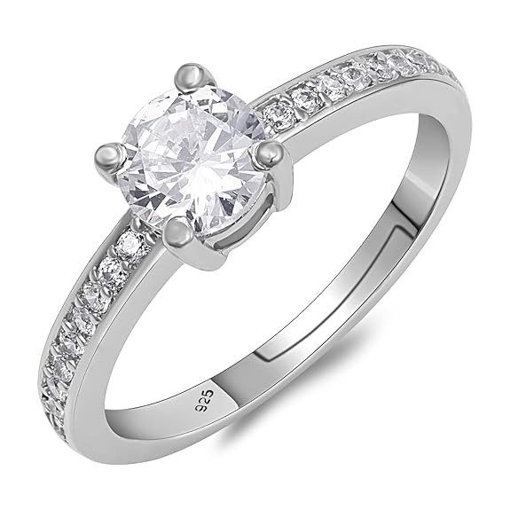 Sterling Silver Cubic Zirconia Finger Ring For Women And Girls