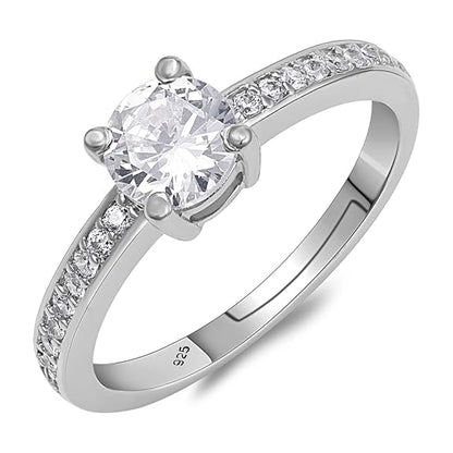 Sterling Silver Cubic Zirconia Finger Ring For Women And Girls