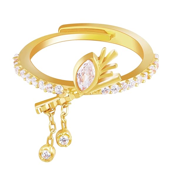 Silver Golden Krishna's Flute and Feather Ring, Adjustable | Gifts for Girlfriend, Gifts for Women and Girls