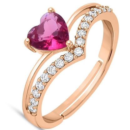 18k Gold Plated Sterling Silver Heart CZ Ring | Gift for Women & Girls
