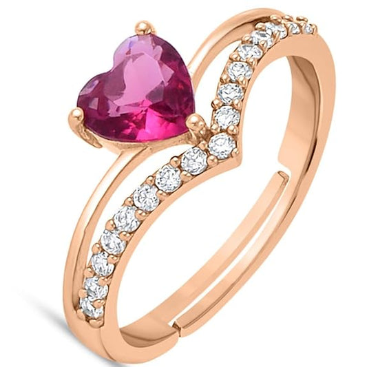 18k Gold Plated Sterling Silver Heart CZ Ring | Gift for Women & Girls