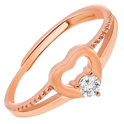 18k Gold Plated Sterling Silver Heart CZ Ring | Gift for Women & Girls