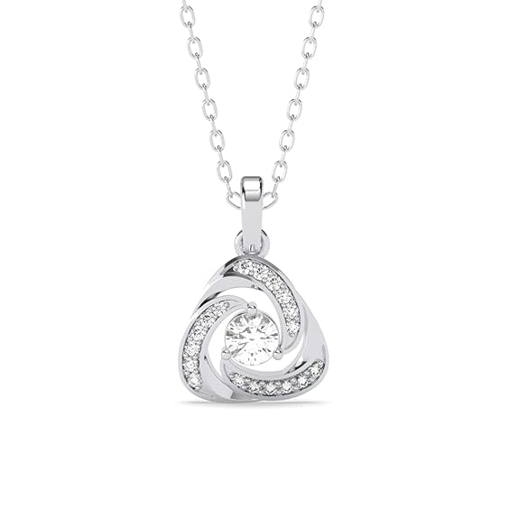 Solitaire Pendant Earrings Chain Necklace Jewellery Set | Platinum Plated, Swiss Zirconia | Gift for Women and Girls