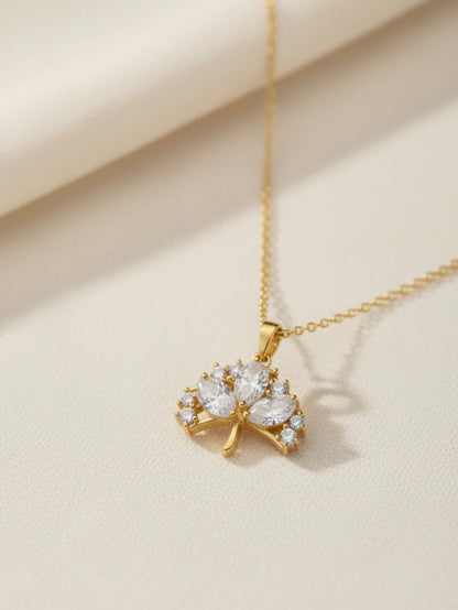 Multi-Stone Umbrella Pendant Necklace in 18K Gold | CZ Neckpiece