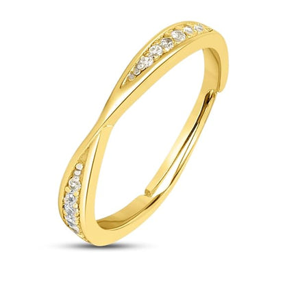 Sterling Silver Gold Plated Studded Ring | Gift for Women & Girls