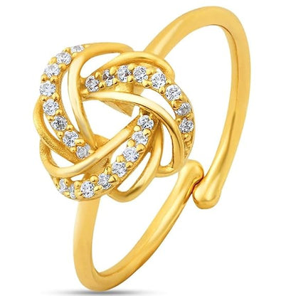 Sterling Silver Modern Ring | Gold Plated Heartfelt Cubic Zirconia Gift Ideas-Women Ring