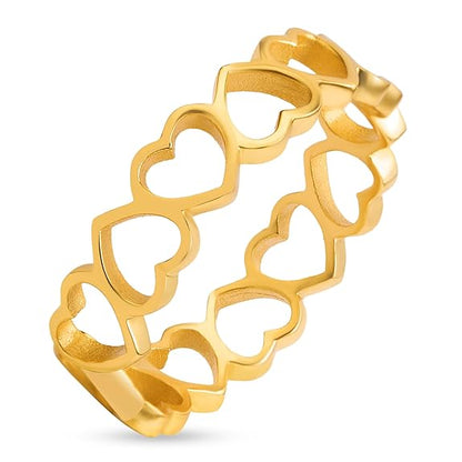 18k Gold Plated Sterling Silver N/A Gold Plated Women's Heart Ring | Gift for Women and Girls
