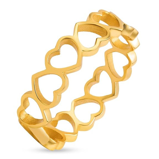 18k Gold Plated Sterling Silver N/A Gold Plated Women's Heart Ring | Gift for Women and Girls
