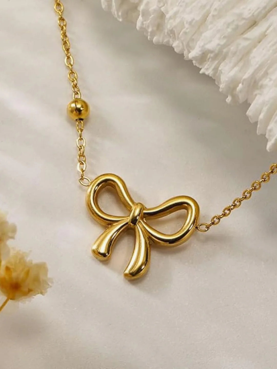 Gold Bow Neckpiece | 18k Gold Plated Stainless Steel Necklace