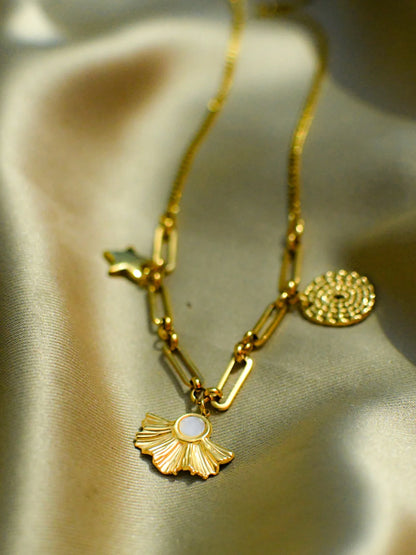 Shell Charms Gold Neckpiece – Anti-Tarnish, Adjustable, Waterproof