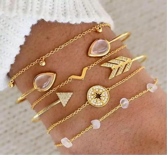 Diva Fashion Latest Stylish Multilayer Gold Plated Bangle Bracelet for Women and Girls | Set of 6