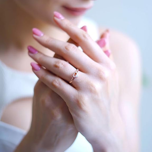 18k Gold Plated Sterling Silver Heart CZ Ring | Gift for Women & Girls