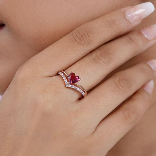 18k Gold Plated Sterling Silver Heart CZ Ring | Gift for Women & Girls