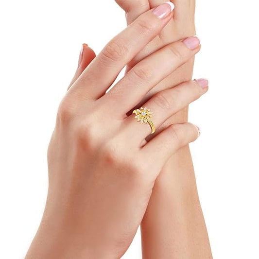 Sterling Silver 18K Gold and Rose Gold Plated Radiant Petal Halo Ring | Gift for Women and Girls