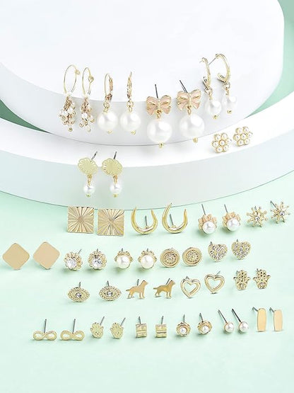 Gold Tone Contemporary Studs & Drop Earrings For Women