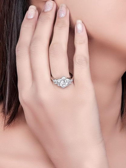 Sterling Silver Cubic Zirconia Finger Ring For Women And Girls