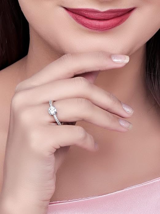 Sterling Silver Cubic Zirconia Finger Ring For Women And Girls