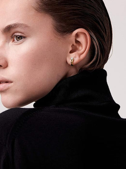 Clip On Hoop Earring With Pear Shape Austrian Cubic Zirconia Diamond For Women And Girls