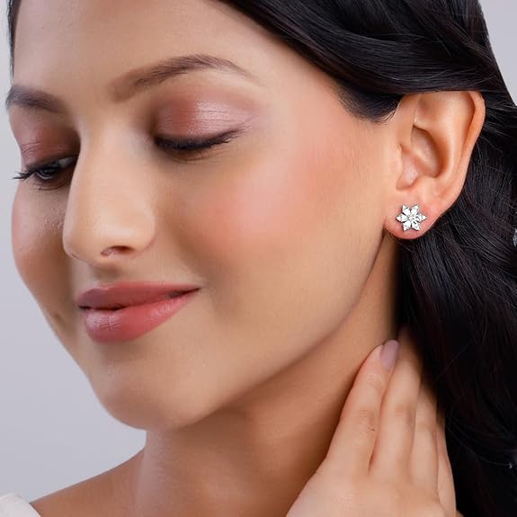 Silver Flowery Snowflake Studs| studs to Gift Women & Girls