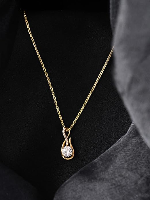 Sterling Silver Ceci Solitaire Pendant Earrings Chain Necklace Jewellery Set | Gold Plated, Swiss Zirconia |Gift for Women and Girls