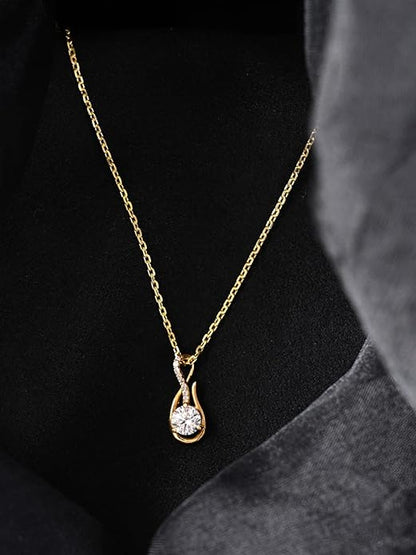 Sterling Silver Ceci Solitaire Pendant Earrings Chain Necklace Jewellery Set | Gold Plated, Swiss Zirconia |Gift for Women and Girls