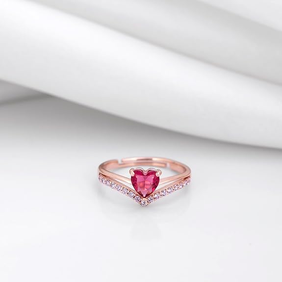 18k Gold Plated Sterling Silver Heart CZ Ring | Gift for Women & Girls
