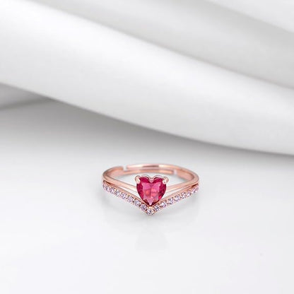 18k Gold Plated Sterling Silver Heart CZ Ring | Gift for Women & Girls