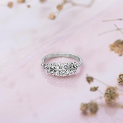 Silver Finger Ring Rhodium Plated Minimal Ring Jewelry For Women | Gifts for Women & Girls | With Certificate of Authenticity