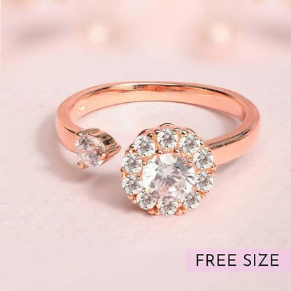 18k Gold Plated Sterling Silver Heart CZ Ring | Gift for Women & Girls | With Certificate of Authenticity