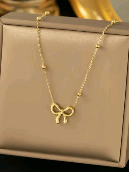 Gold Bow Neckpiece | 18k Gold Plated Stainless Steel Necklace