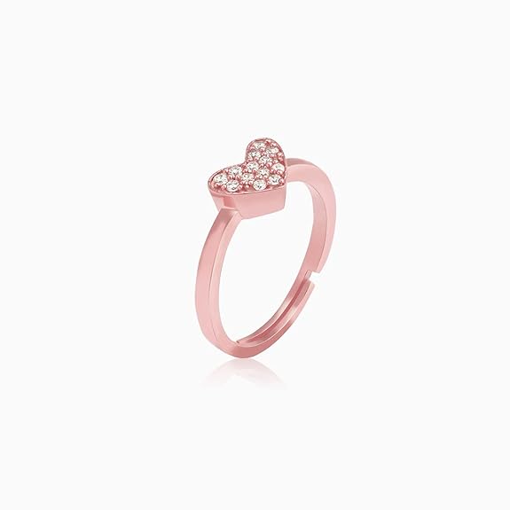Silver Rose Gold I Heart You Ring, Adjustable | Gifts for Women and Girls