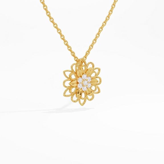 Sterling Silver 18K Gold and Rose Gold Plated Floral Radiance Pendant with Link Chain | Gift for Women and Girls