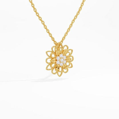 Sterling Silver 18K Gold and Rose Gold Plated Floral Radiance Pendant with Link Chain | Gift for Women and Girls