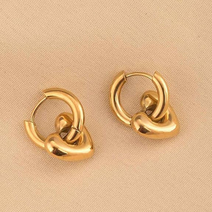 18k Gold Plated Gold Heart Hoop Earring for Women - Gift for Girls & Women | Waterproof & Anti-Tarnish Earrings